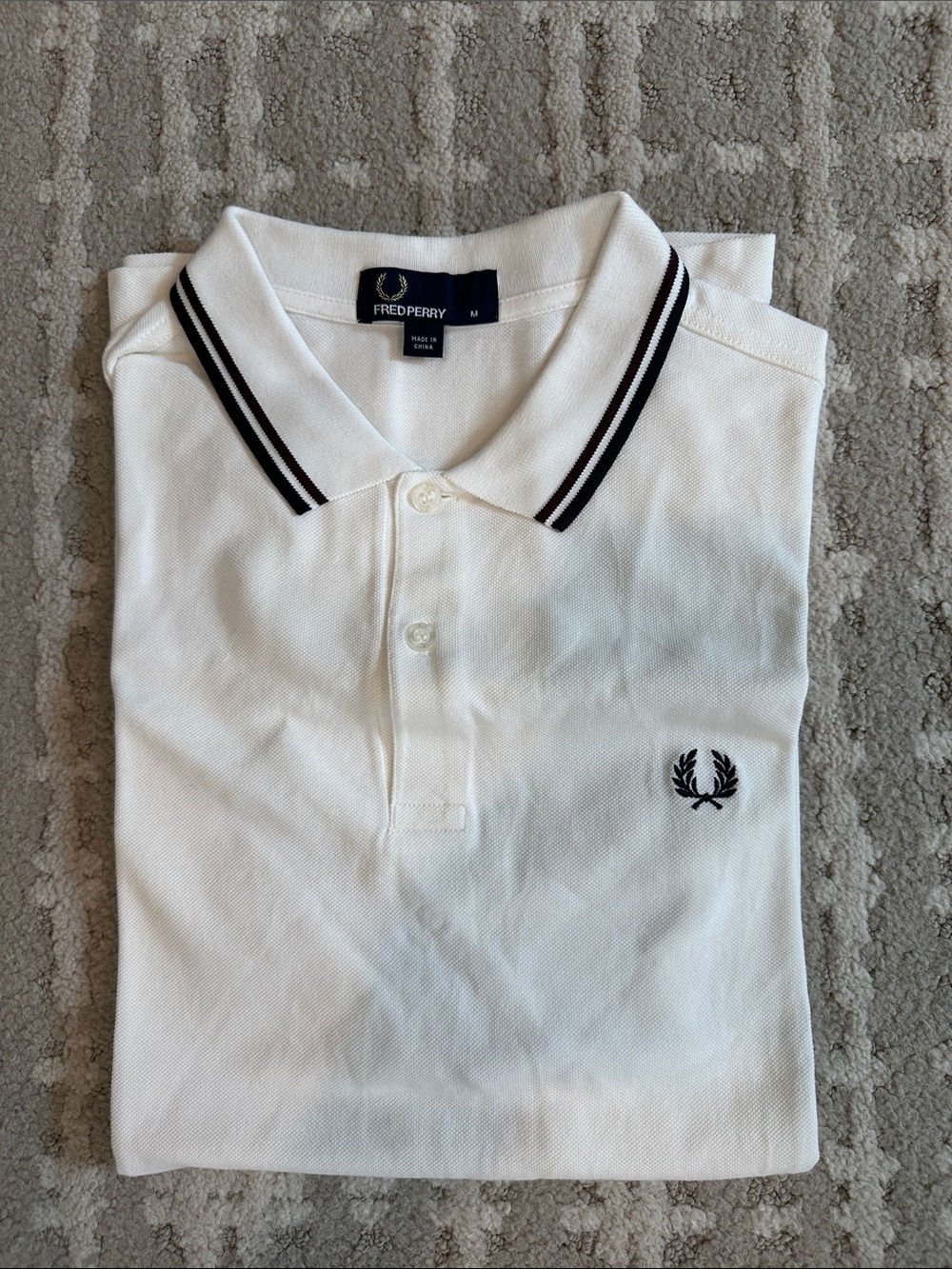 Fred Perry White Polo with Black Double-Trim